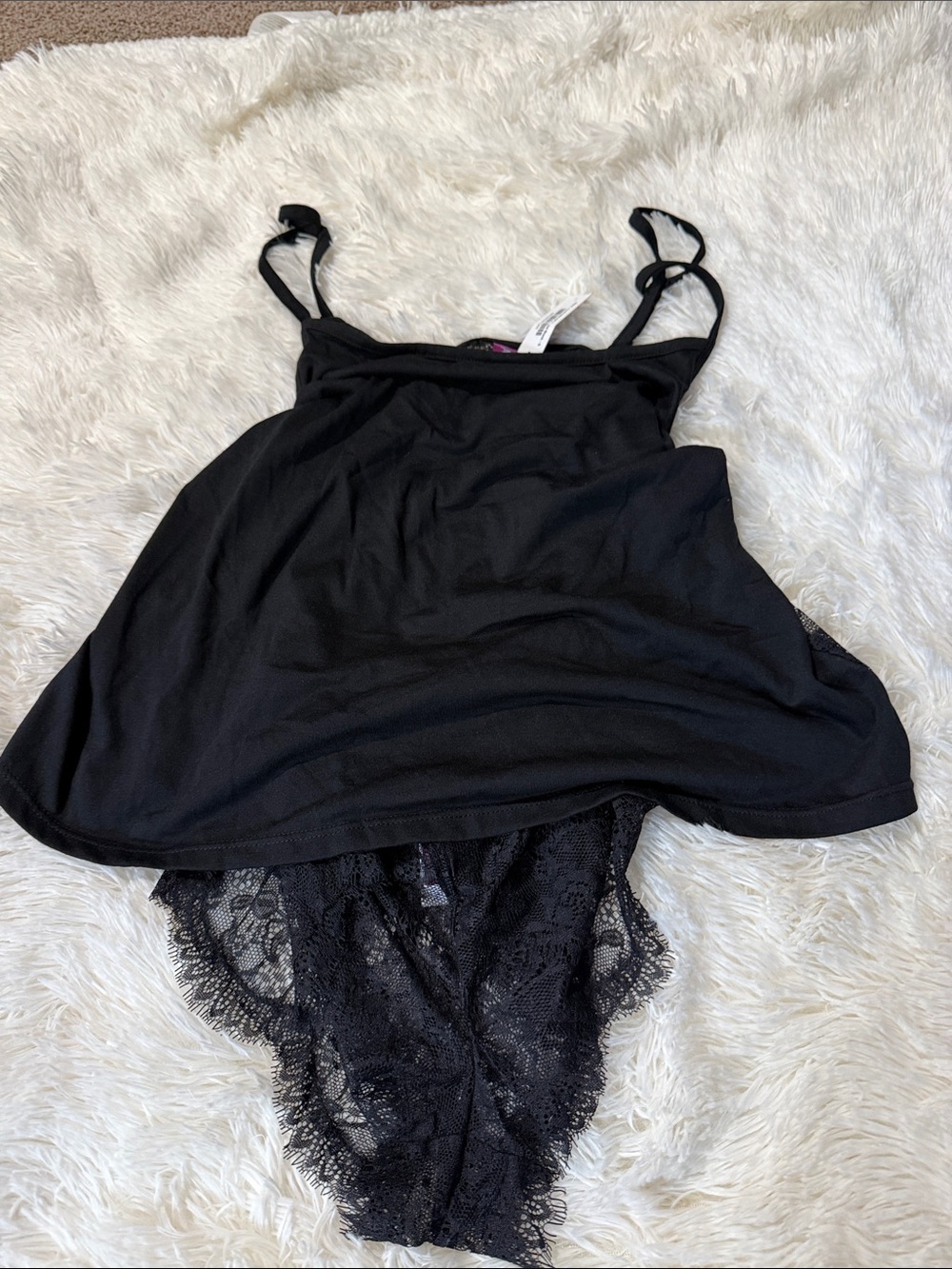 Adore Me Black Lace Cami and Lace-Trim Briefs